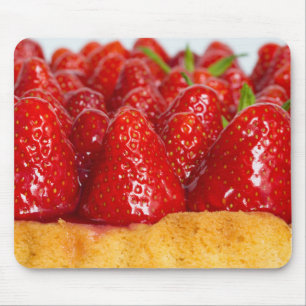 Strawberry cake with mint macro closeup mouse pad