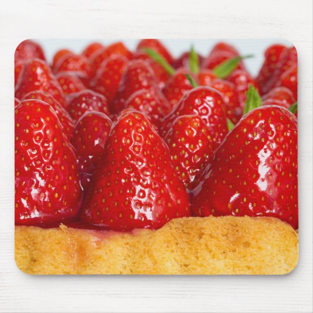 Strawberry cake with mint macro closeup mouse pad (Front)