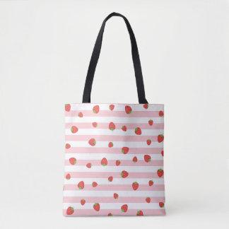 Strawberry Candy Pink Pattern Tote Bag