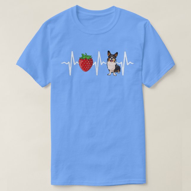 Strawberry Cardigan Welsh Corgi Heartbeat Dog Love T-Shirt (Design Front)