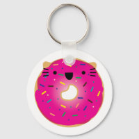 Strawberry Cat Doughnut Keychain