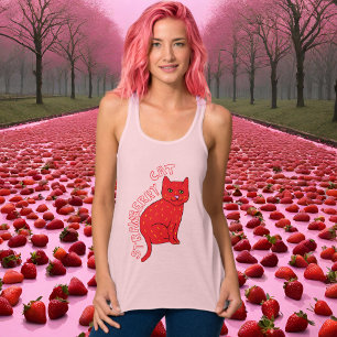 Strawberry cat pink cats cute stylish T-Shirt Singlet