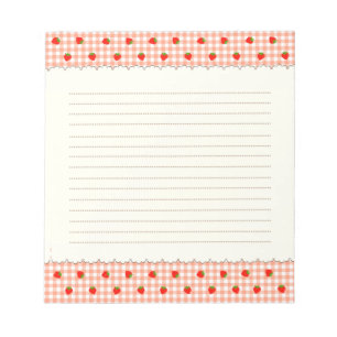 Strawberry Check Orange Notepad