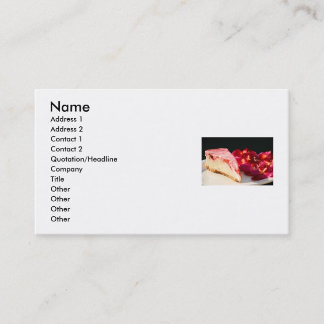 Strawberry Cheesecake And Orchids Business Card (Front)