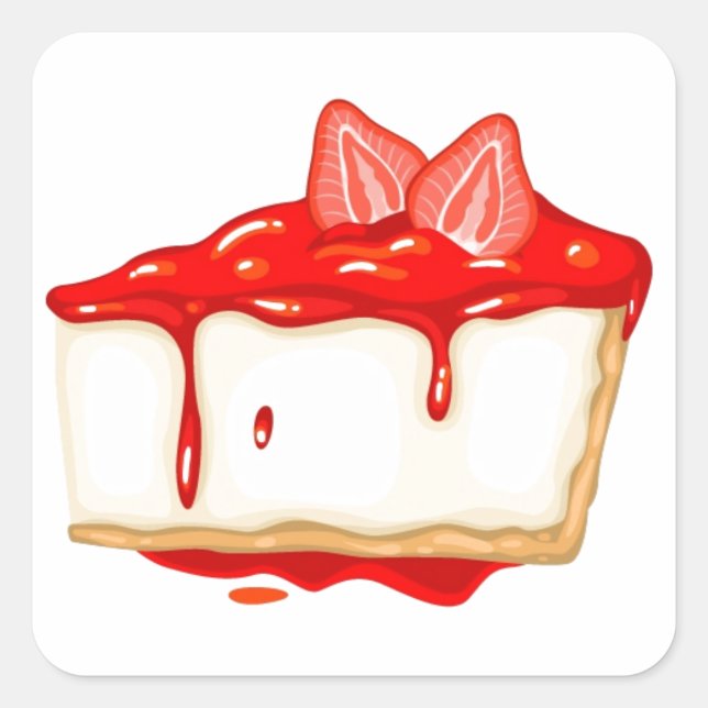 Strawberry Cheesecake delicious cake Square Sticker (Front)