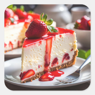Strawberry Cheesecake Square Sticker