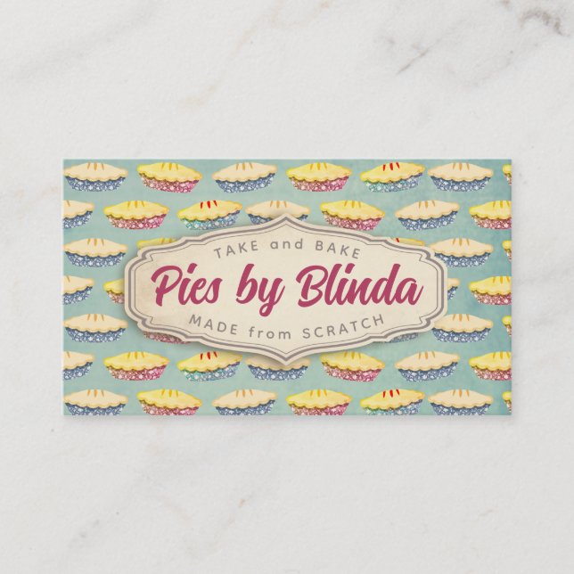 Strawberry cherry pie fruit pies bakery baking business card (Front)