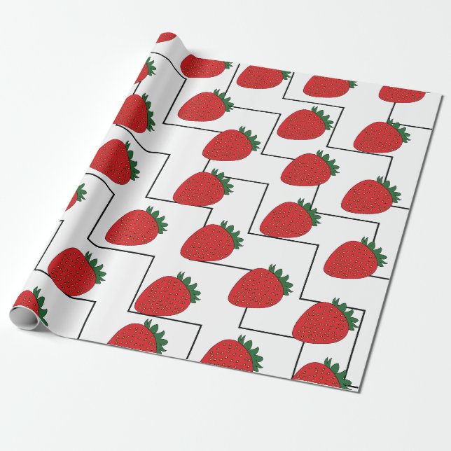 Strawberry Chevron Stripes Wrapping Paper (Unrolled)