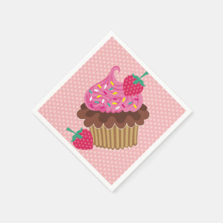 Strawberry & Chocolate Cupcake Birthday Napkins