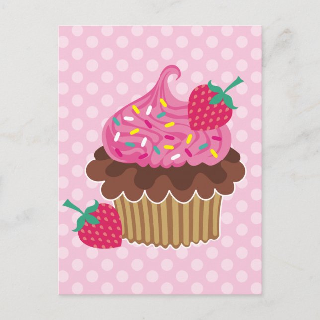 Strawberry & Chocolate Cupcake Postcard (Front)