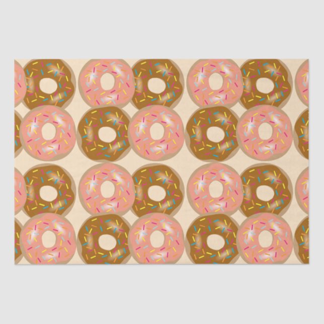 Strawberry & Chocolate Frosted Doughnuts Tissue Paper (Front)