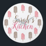 Strawberry Chocolate Ice Cream Popsicles Kitchen Large Clock<br><div class="desc">Wall clock features an original illustration of delicious strawberry shortcake and chocolate eclair ice cream popsicles. Just personalise for a fun kitchen accessory. This foodie design is also available on other products. Coordinating fruit-themed decor is also available. Don't see what you're looking for? Need help with customisation? Contact Rebecca to...</div>