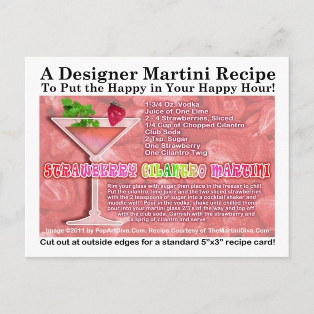 Strawberry Cilantro Martini Recipe Postcard (Front)