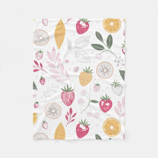 Strawberry Citrus Cosy Baby Fleece Blanket (Front)