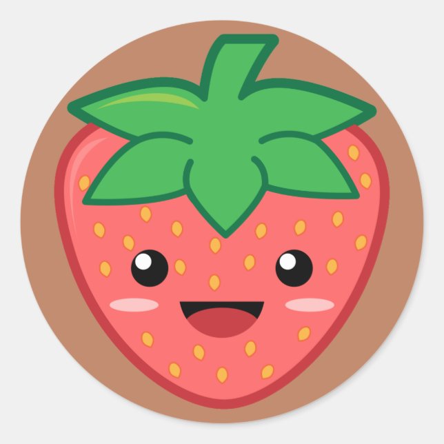Strawberry Classic Round Sticker (Front)