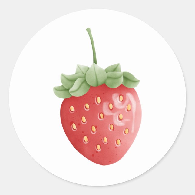Strawberry Classic Round Sticker (Front)