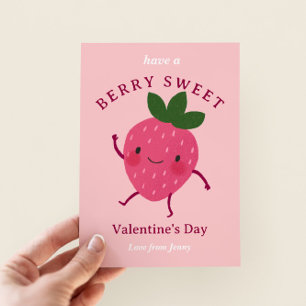 Strawberry Classroom Valentine Note Card