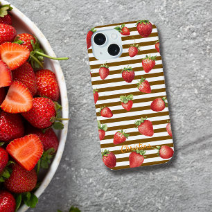 Strawberry Cocoa Stripes Personalize Iphone Case