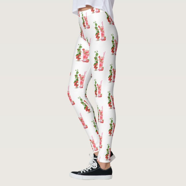 Strawberry Cool Drink Party Funny Leggings  (Left)