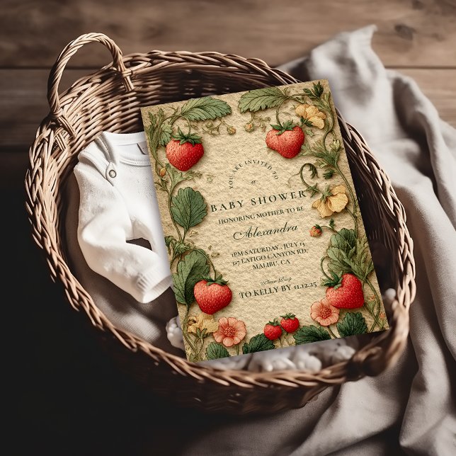 Strawberry Cottagecore Baby Shower Invitation (Creator Uploaded)
