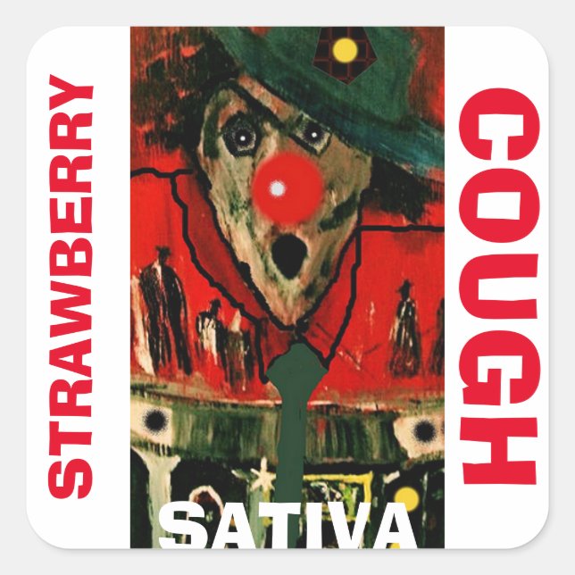 STRAWBERRY COUGH SATIVA SQUARE STICKER (Front)