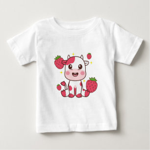Strawberry Cow, Cute Cow, Pink Cow Pet Baby T-Shirt