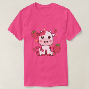 Strawberry Cow, Cute Cow, Pink Cow Pet T-Shirt