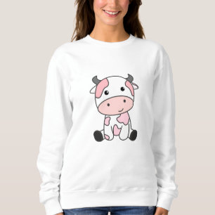Strawberry Cow Cute Pink Strawberry Cow Kawaii Sweatshirt