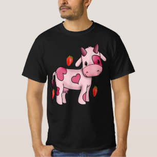 strawberry cow cute pink watercolor cow fruit T-Shirt
