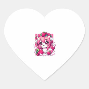 Strawberry Cow Kawaii Anime Strawberry Milk _1 Heart Sticker