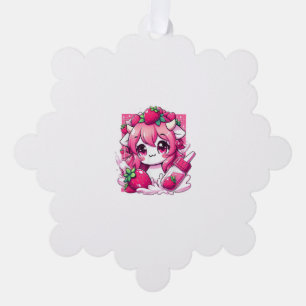 Strawberry Cow Kawaii Anime Strawberry Milk _1 Tree Decoration Card
