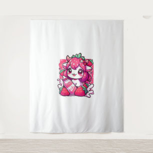 Strawberry Cow Kawaii Anime Strawberry Milk _2_1 Tapestry