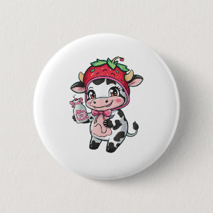 Strawberry Cow Kawaii Anime Strawberry Milk _2 6 Cm Round Badge
