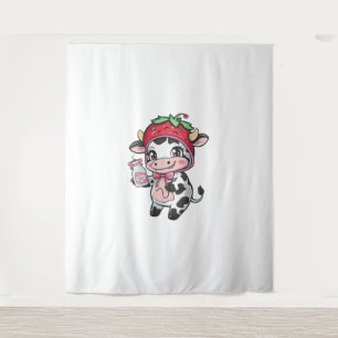 Strawberry Cow Kawaii Anime Strawberry Milk _2 Tapestry