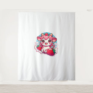 Strawberry Cow Kawaii Anime Strawberry Milk _3 Tapestry