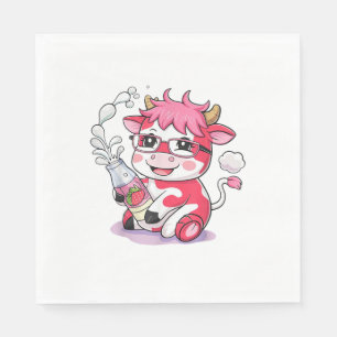 Strawberry Cow Kawaii Anime Strawberry Milk _5 Napkin