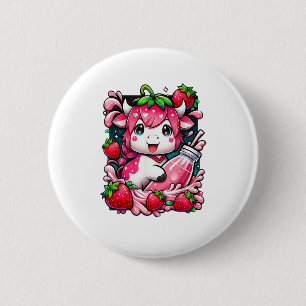 Strawberry Cow Kawaii Anime Strawberry Milk 6 Cm Round Badge