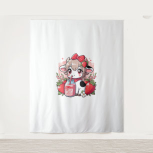 Strawberry Cow Kawaii Anime Strawberry Milk _6 Tapestry