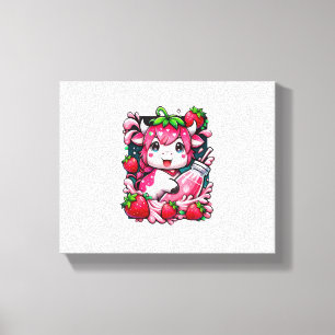 Strawberry Cow Kawaii Anime Strawberry Milk Canvas Print