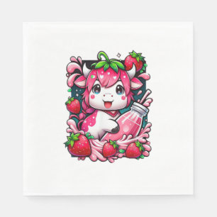 Strawberry Cow Kawaii Anime Strawberry Milk Napkin