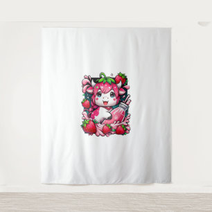 Strawberry Cow Kawaii Anime Strawberry Milk  Tapestry