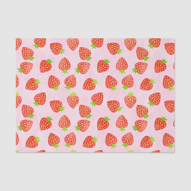 Strawberry Cream Pattern Pretty Pink Red Tissue Paper (Front)
