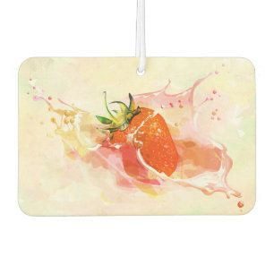 Strawberry Cream Splash! Watercolor Car Air Freshener