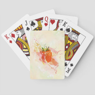 Strawberry Cream Splash! Watercolor Playing Cards