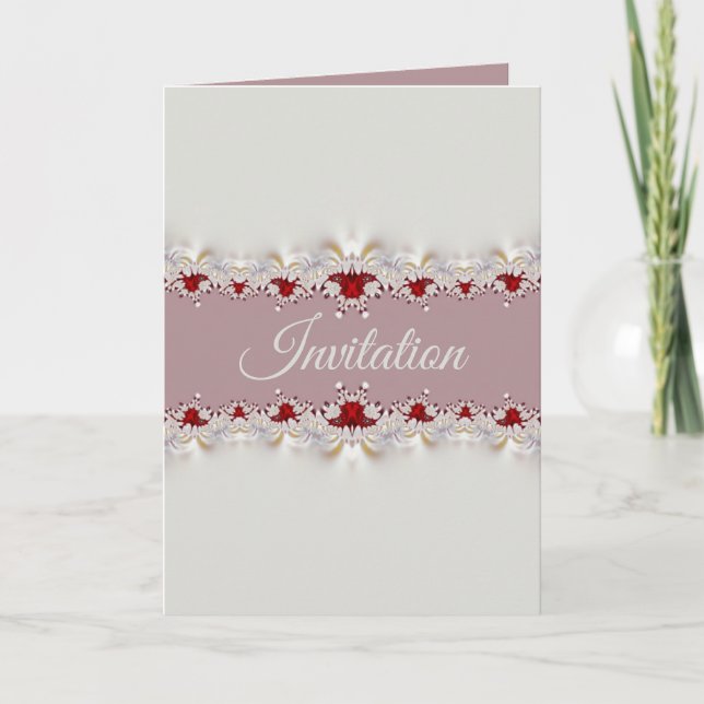Strawberry & Creme Lace Invitation Card (Front)