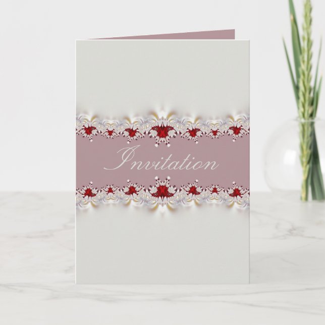 Strawberry & Creme Lace Invitation Card (Front)