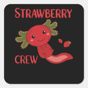 Strawberry Crew Kawaii Axolotl Berry Cute Square Sticker