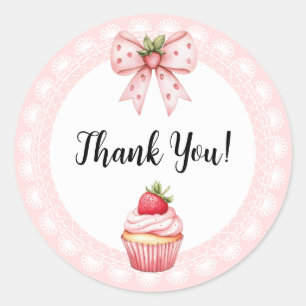 Strawberry Cupcake Baby Shower-Thank You Stickers