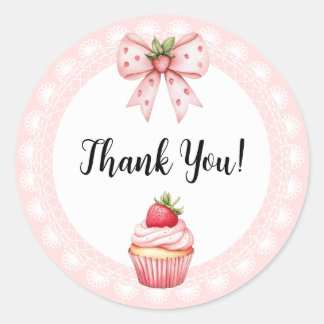 Strawberry Cupcake Baby Shower-Thank You Stickers