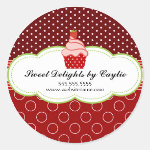 Strawberry Cupcake Bakery Box Seals